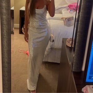 NWT 12th tribe white/ivory sequin maxi dress